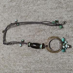 Signed Silpada Brass Tone Turquoise Necklace